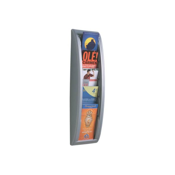 Espositore da muro Paperflow alluminio 5 scomparti per formati 1/3 A4 18,1x9,5x65 cm - K540625 main product photo