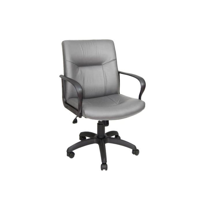 Poltrona direzionale girevole Unisit Eridanus ERD Eco Smart schienale basso - rivestimento pelle grigio - ERD/PT main product photo