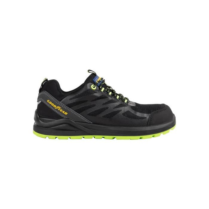 Scarpe antinfortunistiche in tomaia KPU e mesh Goodyear GY BLACKBAT S1P nero-verde TG.45 - 729645 main product photo