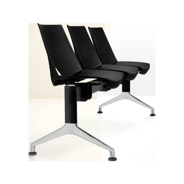Panca 3 posti attesa Unisit Strike SK3PT con tavolino - schienale fisso - PPL nero - SK3PT/NE main product photo