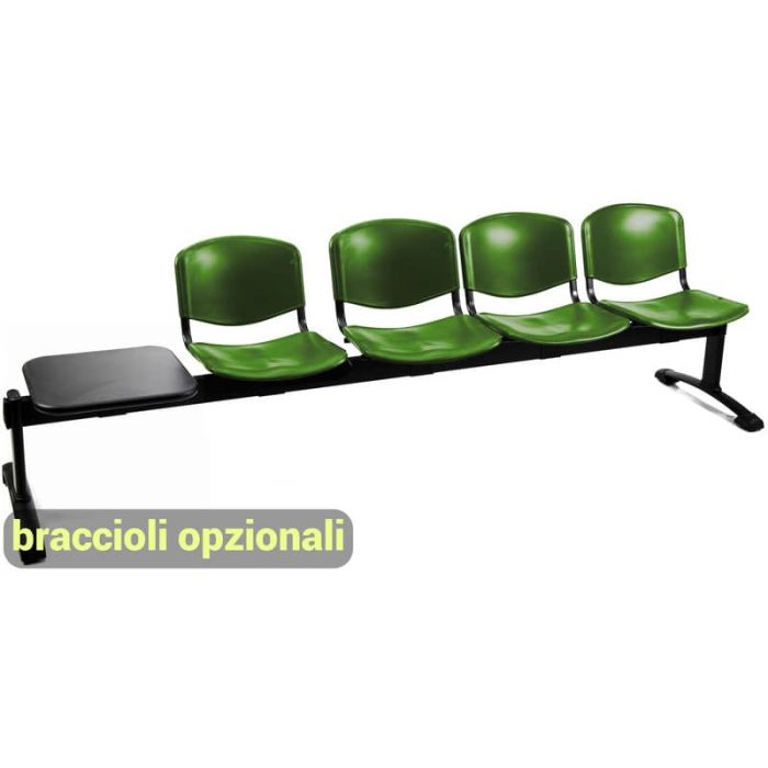 Panca 4 posti attesa Unisit Dado D54PT con tavolino - rivestimento Eco verde - D54PT/EV main product photo