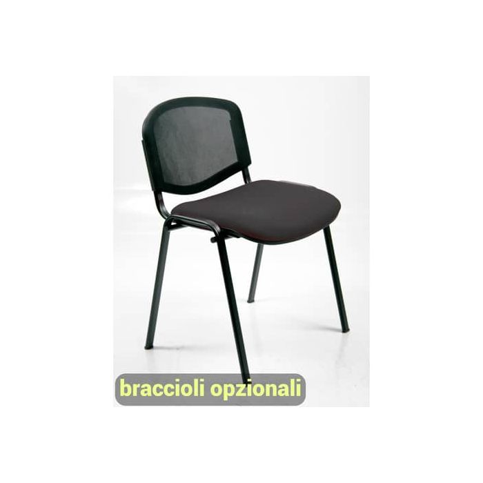 Sedia visitatore 4 gambe Unisit Dado D5N schienale in rete - rivestimento eco nero - Conf. 2 pezzi - D5N/2/EN main product photo