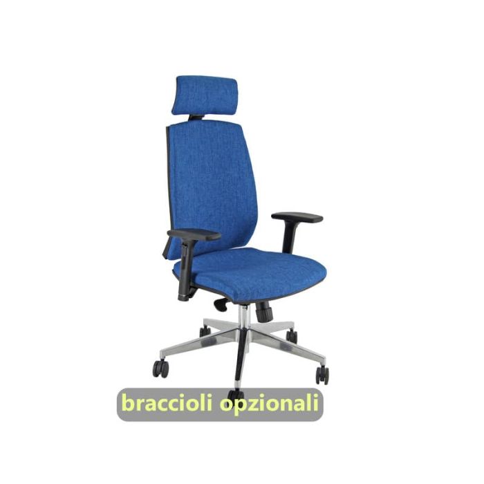Sedia operativa girevole Unisit Larissa LR1SB con poggiatesta - rivestimento fili di luce blu - LR1SB/F11 main product photo