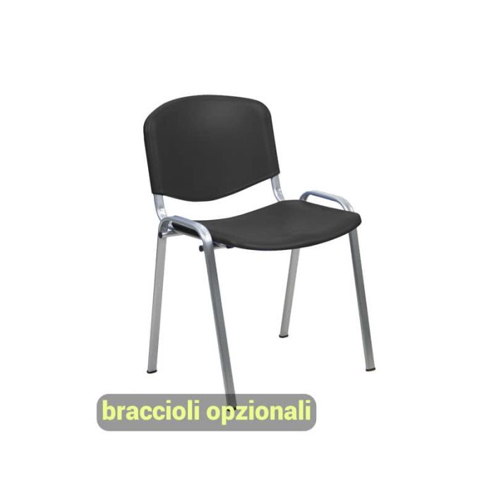 Sedia visitatore a 4 gambe Unisit Dado D5PG - struttura grigia - PPL nero - conf. 2 pezzi - D5PG/2/NE main product photo
