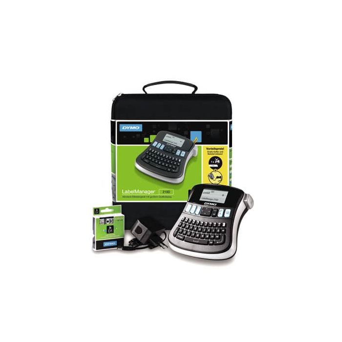 Kit case etichettatrice Dymo Label Manager 210D con alimentatore e 1 nastro D1 12mm x 7m nero e argento - 2094492 main product photo