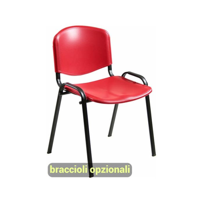 Sedia visitatore a 4 gambe Unisit Dado D5PS - struttura nera - PPL rosso - conf. 2 pezzi - D5PS/2/RO main product photo