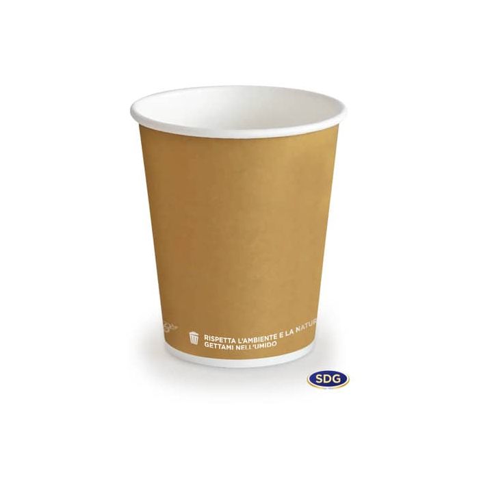 Bicchiere 8oz (240ml) Avana in cartoncino Bio Scatolificio del Garda Avana - conf. 50 pezzi - 317-63-S main product photo