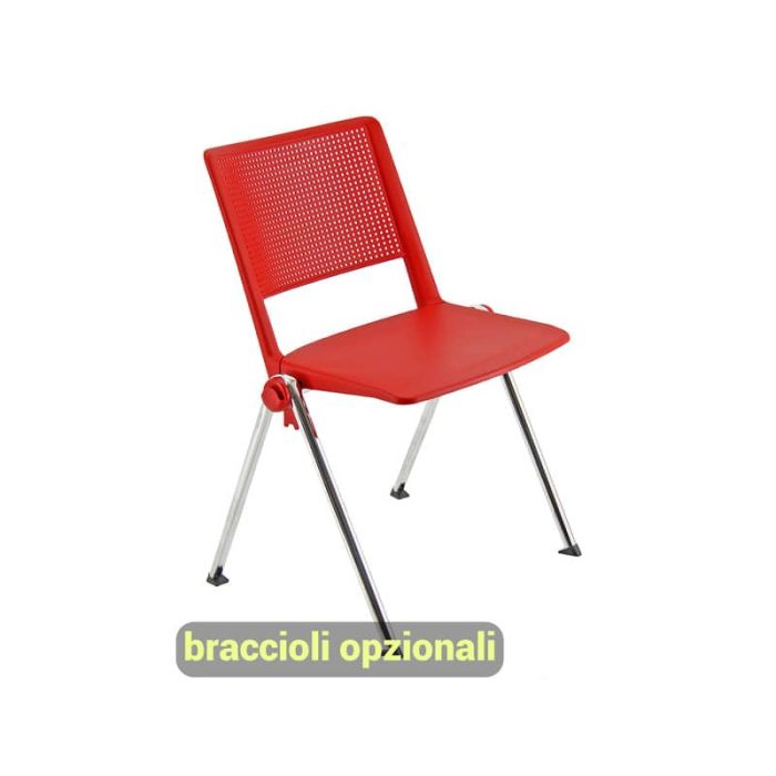 Sedia visitatore a 4 gambe Unisit Revolution RECP - schienale rigido rete PPL rosso - conf. 2 pezzi - RECP/2/RO main product photo