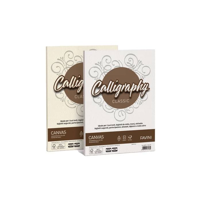 Carta canvas FAVINI Calligraphy per lettere ruvido su entrambi i lati 200 g/m² A4 avorio 02 50 fogli - A69Q314 main product photo