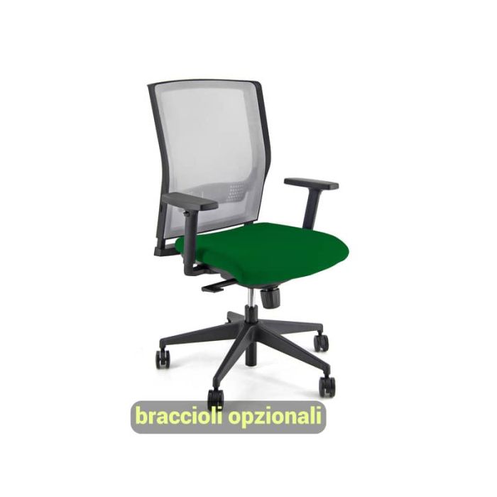 Sedia operativa girevole Unisit X Ray X2 schienale in rete grigio - rivestimento Eco verde - X2/EV main product photo