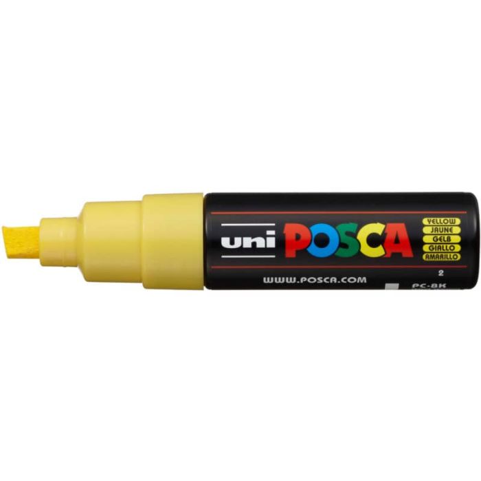 Marcatore a tempera POSCA Uni-Ball punta a scalpello 8 mm giallo M PC8K G main product photo