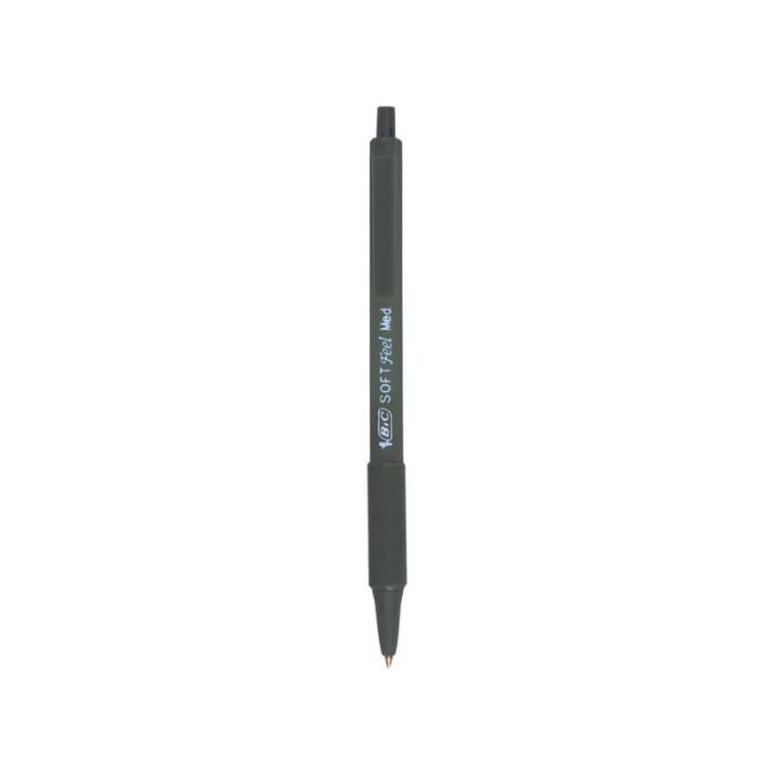 Penna a sfera a scatto BIC SoftFeel Clic Grip M 1 mm nero Conf. 12 pezzi - 837397 main product photo