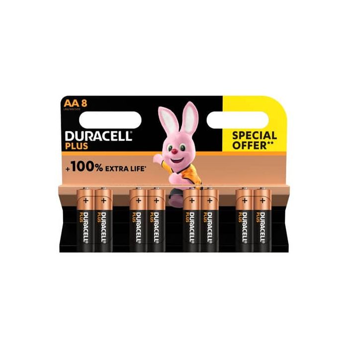 Batterie alcaline Duracell Plus100 Stilo AA - MN1500 mAh - blister da 8 - DU0111 main product photo