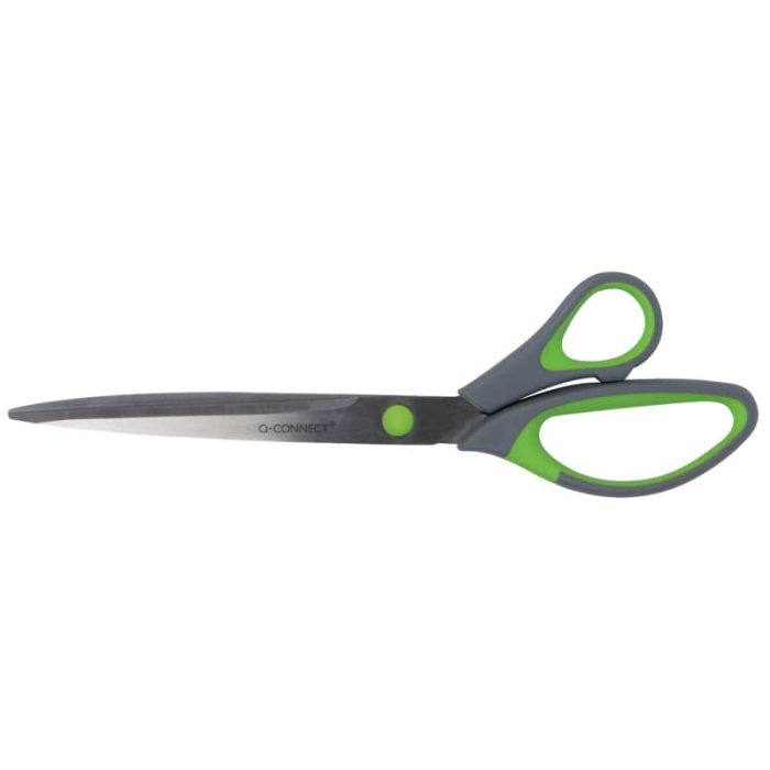 Forbici Q-Connect Softgrip lame asimmetriche grigio/verde 24,9 cm E-35293 IA main product photo