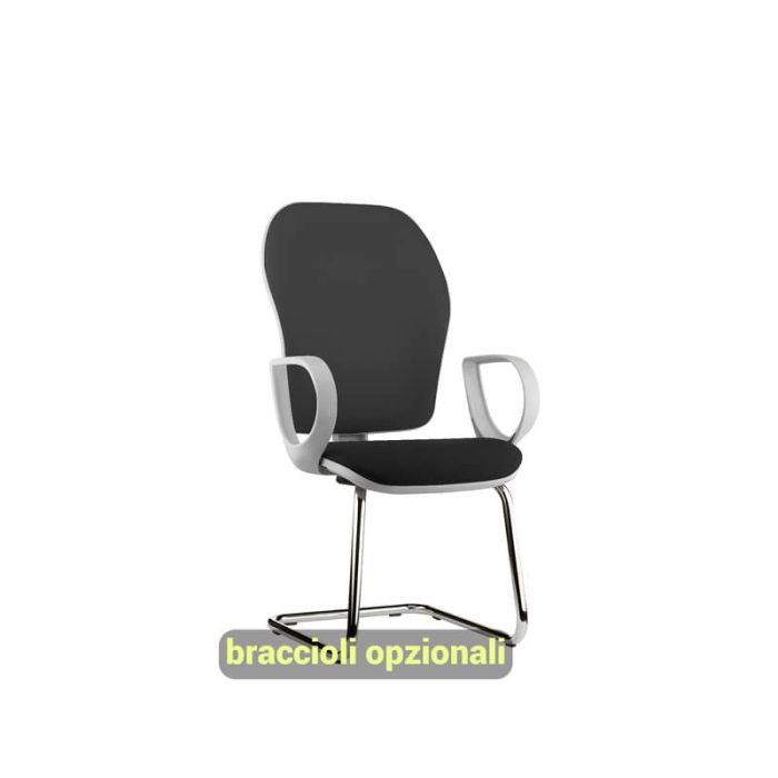 Sedia operativa interlocutore su slitta Unisit Hubble Grafix HUHUSGR rivest. pelle nero - HUHUSGR/PN main product photo