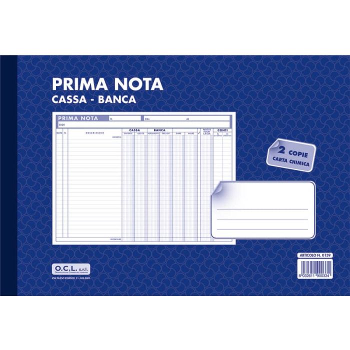 Blocco prima nota cassa banca O.C.L. 30,5x2 cm0 0139 main product photo