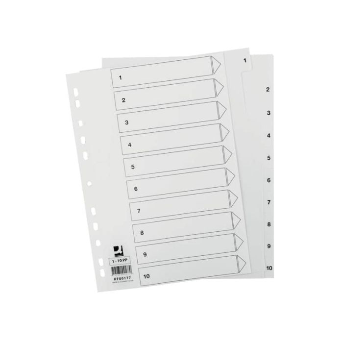 Divisore numerico Q-Connect bianco 22,5x29,7 cm ppl 1-10 KF00177 main product photo