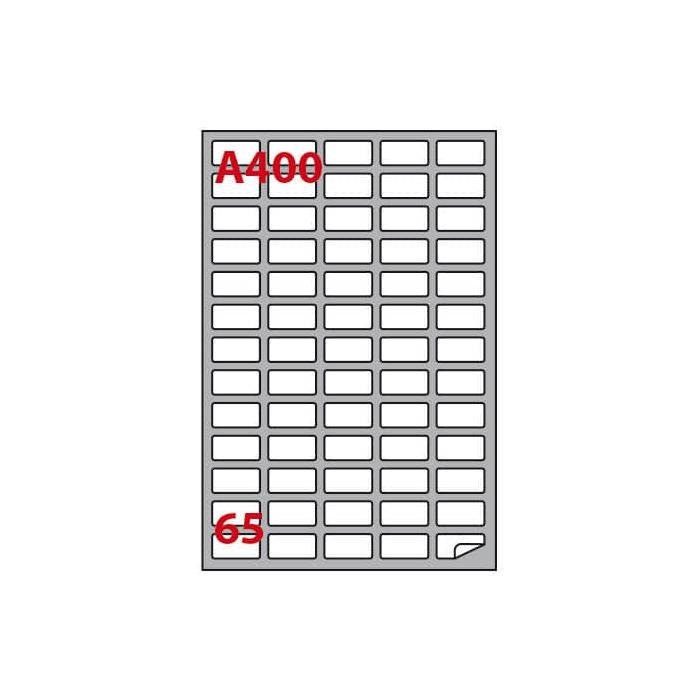 Etichette bianche Copiatabu A400 38,1x21,2 mm- angoli arrotondati - 65 e.t/foglio - conf. 100 fogli Markin main product photo