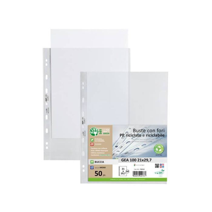 Buste in PP buccia Sei Rota Gea 100 trasparente - 21x29,7 cm - medio spessore - confezione 50 pezzi - 702112 main product photo
