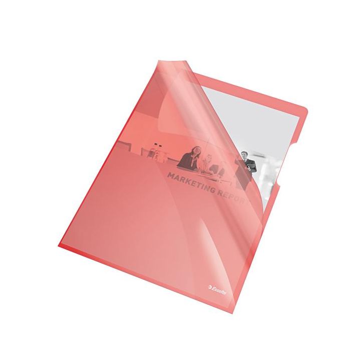 25 CARTELLINE A L 21X29,7 PVC LISCIA CRISTALLO ROSSO ESSELTE main product photo