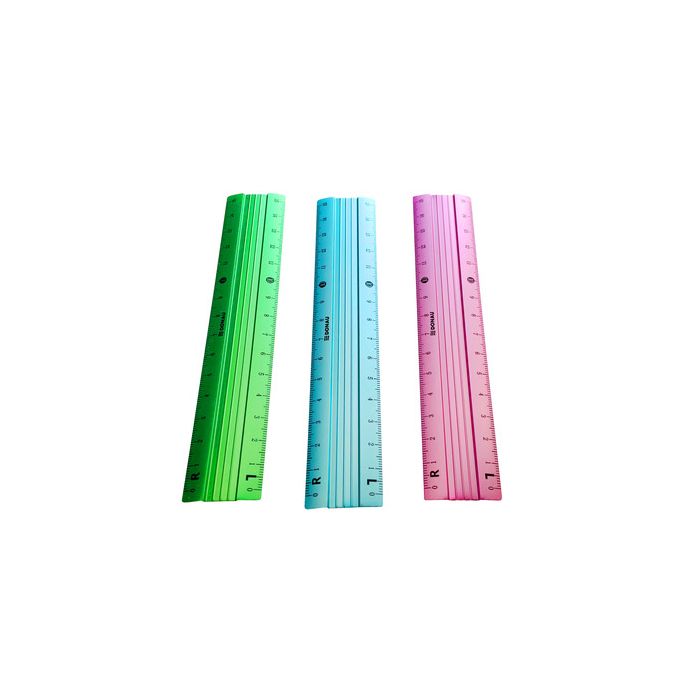 Righello in alluminio colorato da 15 cm Donau - conf. da 12 pezzi in 3 colori assortiti - 322294099 main product photo