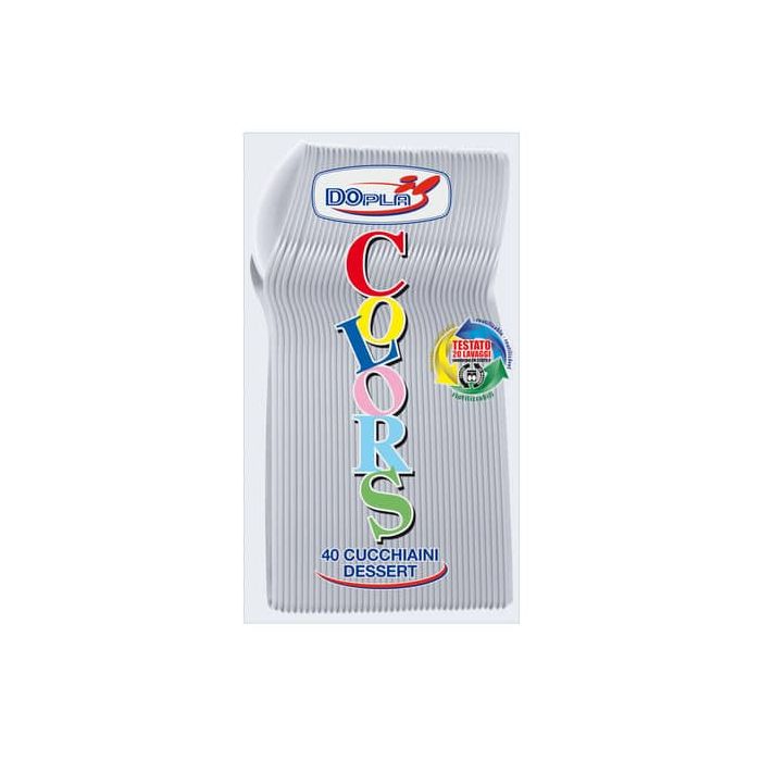 Cucchiaini dessert Compact trasparenti in polistirene conf. 40 pz Dopla Reusable 125 mm - 3646 main product photo