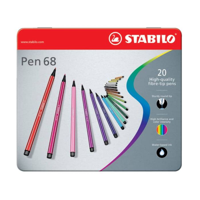 Pennarelli Stabilo Pen 68 1 mm scatola di metallo assortiti Conf. 20 pezzi - 6820-6 main product photo