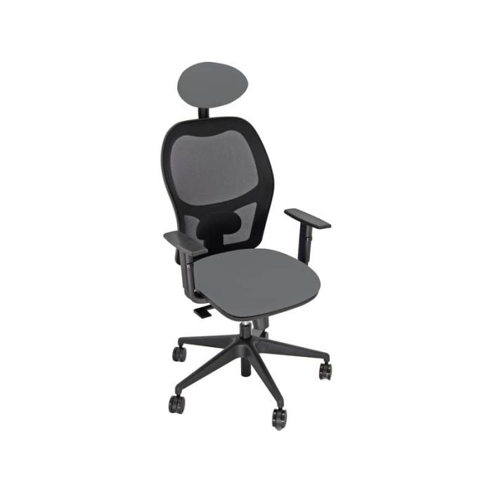 Sedia operativa girevole Unisit Hubble HUHUPG con poggiatesta - rivestimento pelle grigio con braccioli HUHUPG/BR/PT main product photo
