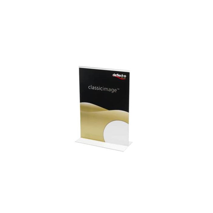 Portabrochure deflecto® A6 verticale in polistirolo con base a T trasparente 684301 main product photo