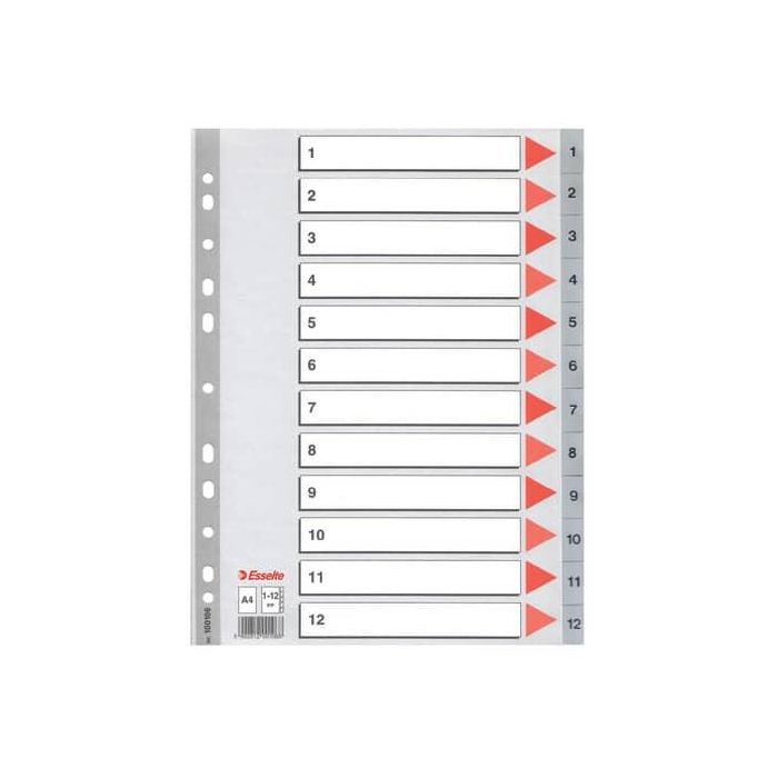 Divisori per rubrica Esselte A4 PPL numerica 1-12 100106 main product photo