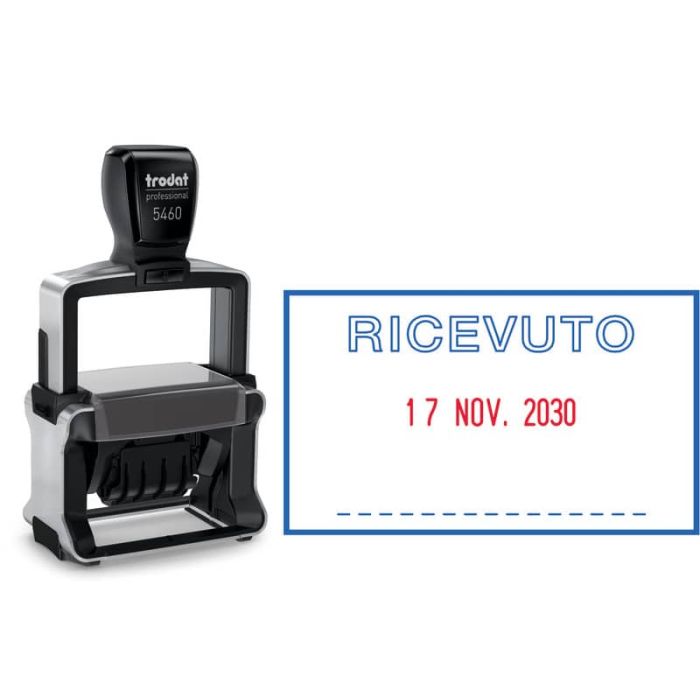 Datario autoinchiostrante Trodat Professional 5460/L con testo RICEVUTO acciaio 56x33 mm acciaio - 120416 main product photo