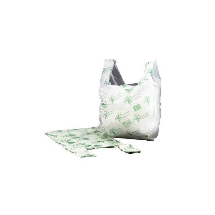 Shopper NESSUNO in mater-bi biodegradabile verde 27+7,5+7,5x50 cm cartone da 500 pz - 21381 main product photo