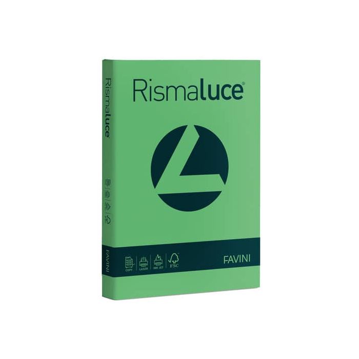 Carta colorata Favini Rismaluce colori forti 140 g/m² A4 verde 60 - Risma da 200 fogli - A65D204 main product photo