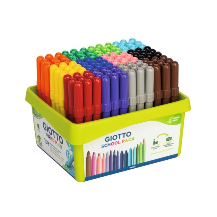 Pennarelli GIOTTO Turbo Maxi punta grossa in fibra 5 mm assortiti Schoolpack da 108 - 524000 main product photo