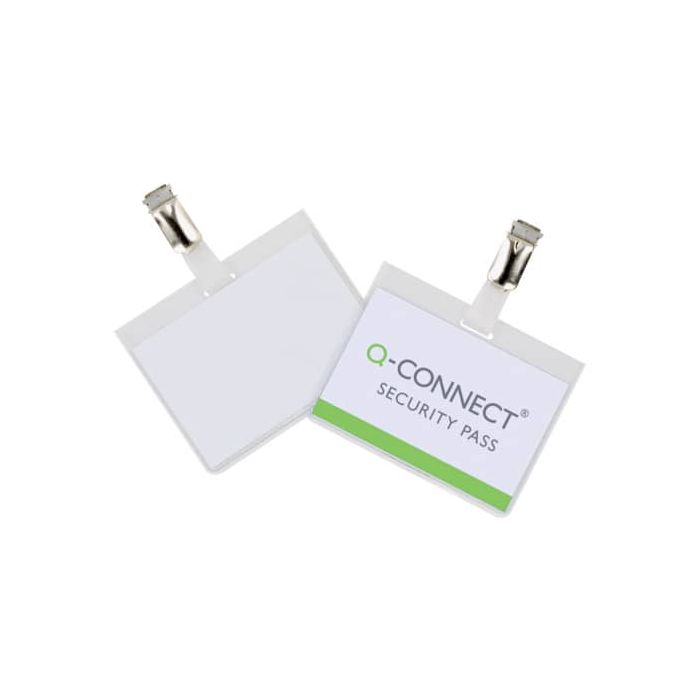 Portabadge Q-Connect plastica 90x60 mm con clip - Security badge chiuso Confezione da 25 pezzi - KF01562 main product photo