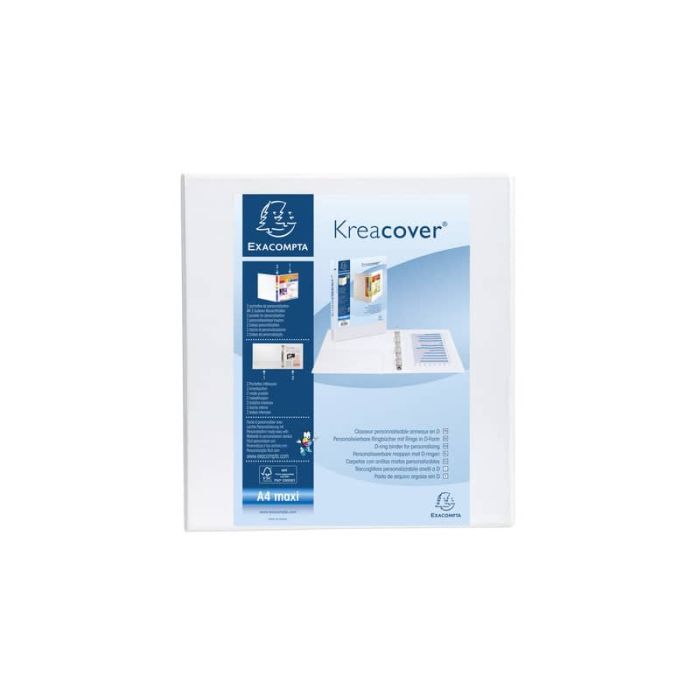 Raccoglitore personalizzabile Exacompta A4 maxi Kreacover bianco 4 anelli a D 60 mm - 51945E main product photo