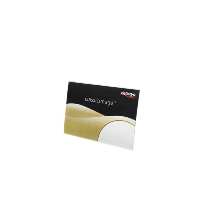 Portabrochure deflecto® A6 in plastica con base a L trasparente 684201 main product photo