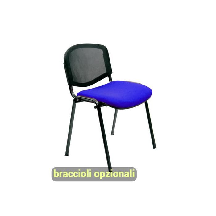 Sedia visitatore 4 gambe Unisit Dado D5N schienale in rete - rivestimento eco blu - Conf. 2 pezzi - D5N/2/EB main product photo