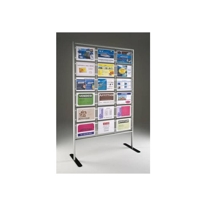 Porta-avvisi autoportante Menpa TECNOSTYL A4 in alluminio 18 scomparti 110x46x180 cm silver - MPA-186H main product photo