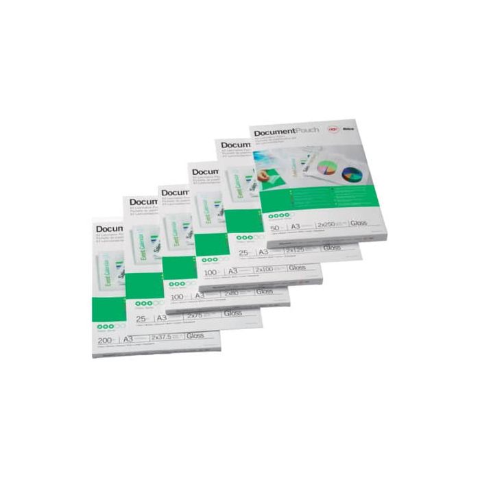Pouches per plastificatrici - 2x125 µm - finitura lucida - Conf. 50 pezzi GBC A2 3745099 main product photo