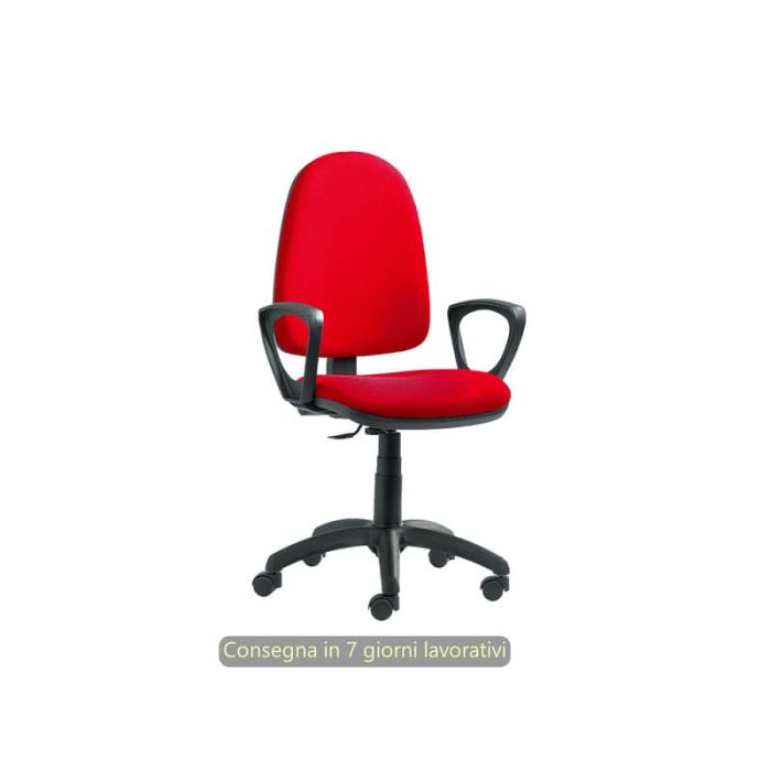 Seduta operativa Seditaly Sofia CPM con meccanismo a contatto permanente tessuto ignifugo e braccioli fissi rosso main product photo