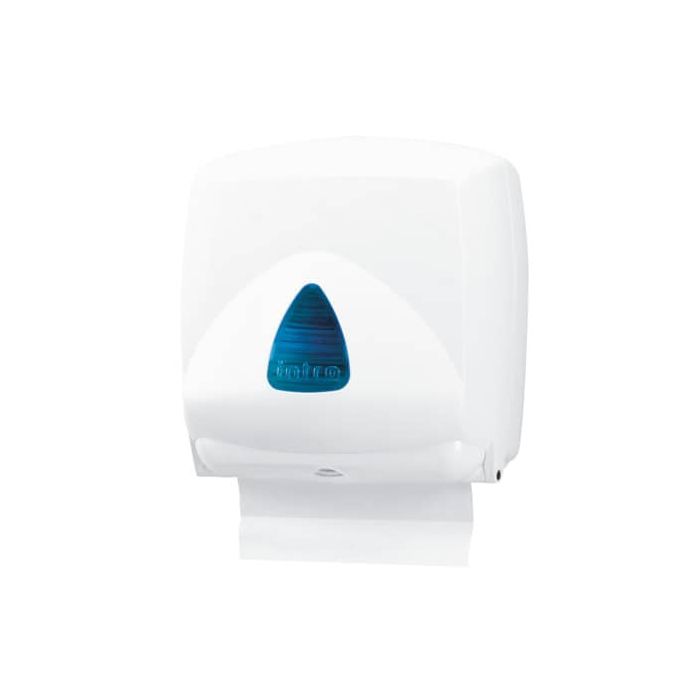 Distributore mini di carta asciugamani in fazzoletti QTS in ABS capacità 300 foglietti bianco vetrino blu IN-FO2/WRN main product photo
