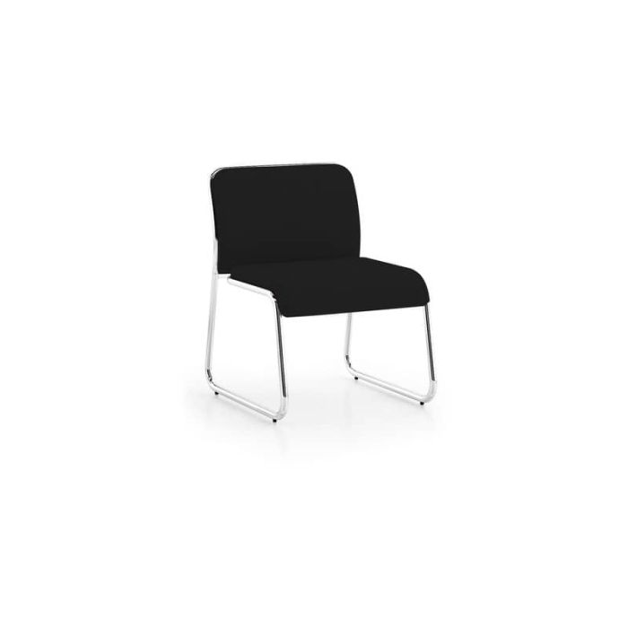 Sedia visitatore su slitta Unisit Carosello CA1 - struttura cromata - rivestimento similpelle nero - CA1/KN main product photo
