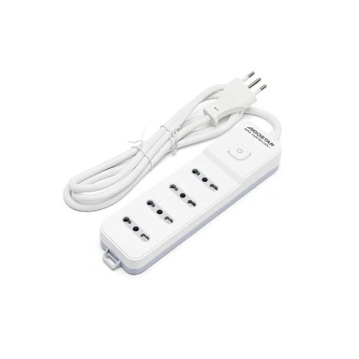 Multipresa bassa a 4 vie P17/P11 con interruttore 16A - cavo 1,5 m Aigostar bianco e grigio - 281489 main product photo