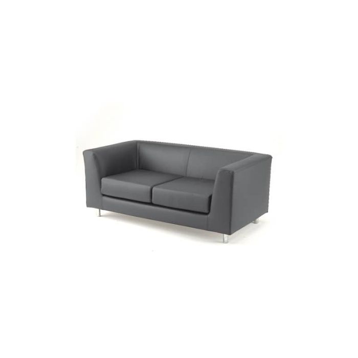 Divano attesa a 2 posti Unisit Quad QD2 schienale fisso - rivestimento tessuto similpelle grigio - QD2/KG main product photo