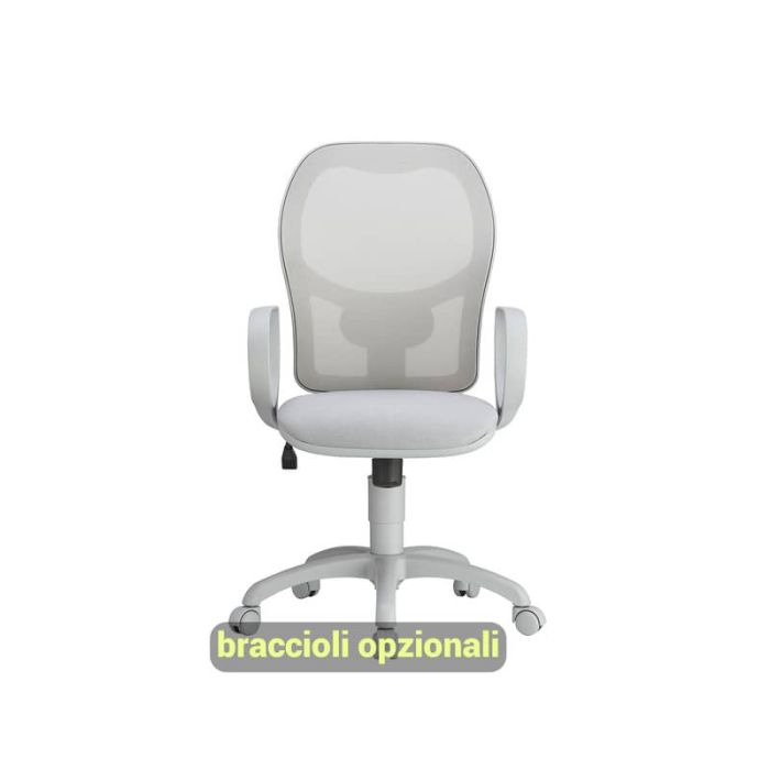 Sedia operativa girevole Unisit Hubble Grafix HUHUGR - schienale in rete - rivestimento pelle bianco HUHUGR/PQ main product photo