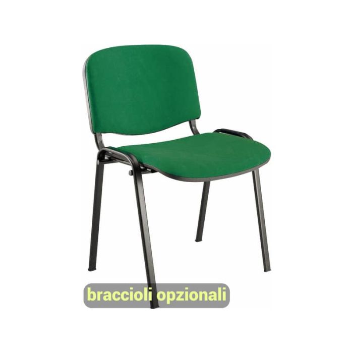 Sedia visitatore 4 gambe Unisit Dado D5S acciaio nero - rivestimento Eco ppl - verde - Conf. 4 pezzi - D5S/4/EV main product photo
