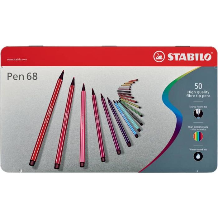 Pennarelli Stabilo Pen 68 1 mm scatola di metallo assortiti Conf. 50 pezzi - 6850-6 main product photo