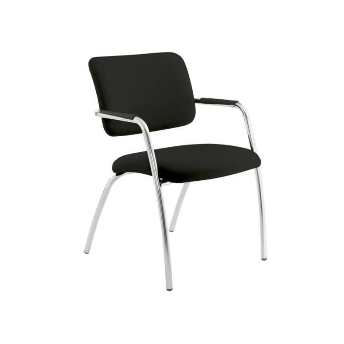 Sedia visitatore a 4 gambe Unisit Lithium LT4G struttura cromata - rivest. similpelle nero -LT4G/KN main product photo