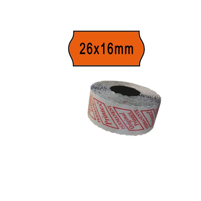 PACK 10 ROTOLI 1000 ETICH. 26x16mm ONDA ARANCIO PERM. Printex main product photo